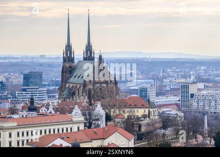 Cathédrale Saint-Pierre et Paul, cathédrale catholique romaine située sur la colline Petrov à Brno, région de Moravie du Sud de la République tchèque, le 9 février Banque D'Images