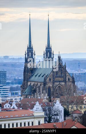 Cathédrale Saint-Pierre et Paul, cathédrale catholique romaine située sur la colline Petrov à Brno, région de Moravie du Sud de la République tchèque, le 9 février Banque D'Images