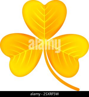 Jeu d'icônes Gold Flat Shamrock. Logo Clover à trois et quatre feuilles. Illustration de Vecteur