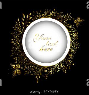 Cadre décoratif. Cadre rond élégant doré. dessiné à la main. Pas ai, illustration vectorielle Illustration de Vecteur