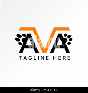 Conception de logo concept graphique créatif premium image stock vectorielle vendre le top initial AVA police chien ours empreintes de pieds animal de compagnie à la clinique de typographie monogramme Illustration de Vecteur