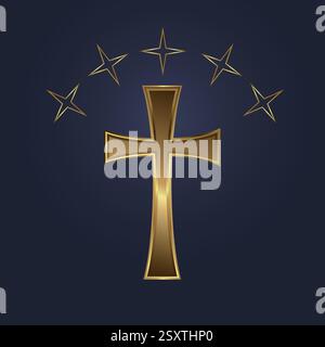 Croix sacrée avec étoile dorée, icône de croix sacrée Premium, symbole pour la protection de l'illustration vectorielle de l'âme et de l'esprit Illustration de Vecteur