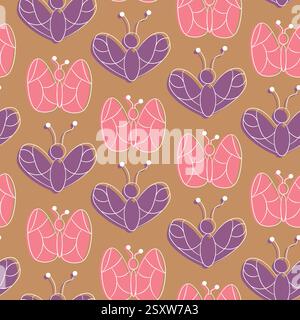 Motif sans couture avec des motifs papillon colorés sur un fond chaud Illustration de Vecteur