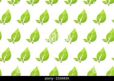 Motif de feuilles vertes sans couture avec des illustrations vibrantes sur un fond blanc propre adapté à divers projets de conception Illustration de Vecteur