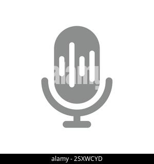 Microphone avec onde sonore. Icône musique, podcast et vecteur audio. Illustration de Vecteur