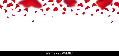 Pétales de rose éparpillés symbolisant le romantisme et l'élégance festive. Illustration de Vecteur