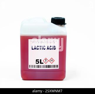 Acide lactique acide organique utilisé comme désinfectant dans la production alimentaire. Banque D'Images