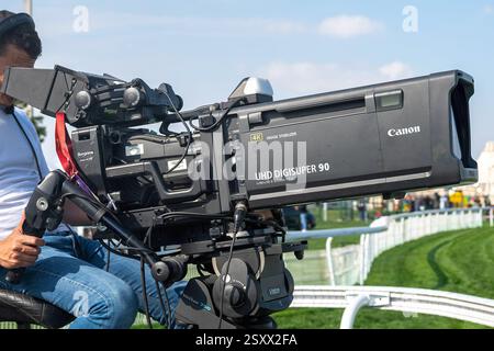 Caméra broadcast professionnelle 4K vue rapprochée Banque D'Images