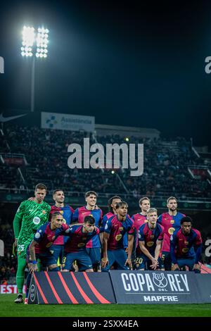 Madrid, Espagne. 25 février 2025. Joueurs du FC Barcelone vus lors du match de quart de finale de la Copa del Rey entre le FC Barcelone et l'Atletico de Madrid à l'Estadi Olimpic Lluís Companys. Score final : FC Barcelona 4 - 4 Atletico de Madrid. Crédit : SOPA images Limited/Alamy Live News Banque D'Images