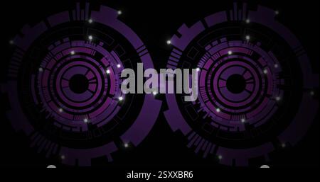 Image des oscilloscopes scannant et des taches lumineuses sur fond noir Banque D'Images