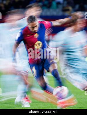 Barcelone, Espagne. 25 février 2025. Raphinha en action lors du match espagnol Copa del Rey entre le FC Barcelone et le Club Atletico de Madrid à l'Estadi Olimpic Lluis Companys. Crédit : Christian Bertrand/Alamy Live News Banque D'Images