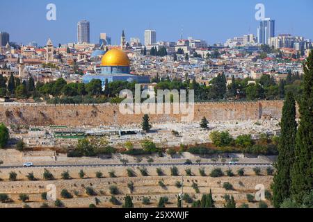 Mont du Temple de Jérusalem avec Dôme du Rocher. Patrimoine mondial de l'UNESCO. Banque D'Images