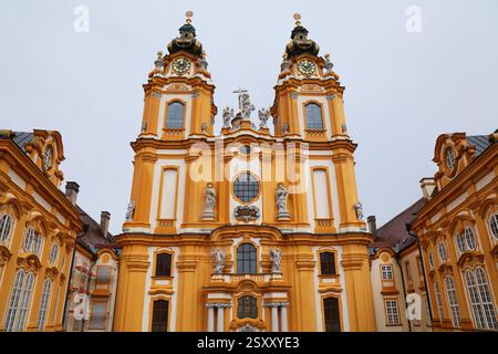 Abbaye de Melk en Autriche. Monastère bénédictin baroque. En langue allemande Stift Melk. Banque D'Images