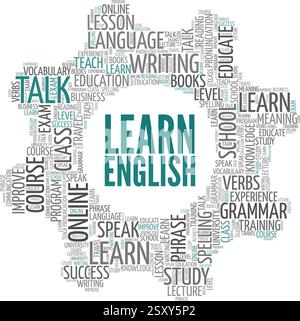 Apprendre l'anglais illustration vectorielle nuage de mot isolé sur un fond blanc. Illustration de Vecteur