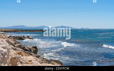 Impression de Sausset-les-Pins, commune balnéaire de Provence dans le sud de la France Banque D'Images