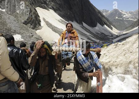Pilgrim amarnath Yatra, Jammu Cachemire, Inde, Asie Banque D'Images
