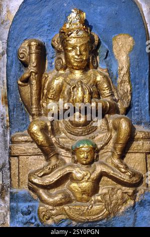 Idole de Bouddha au temple bodhgaya, Bihar, Inde, Asie Banque D'Images