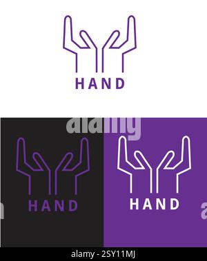 modèle de conception de logo de main sûre, modèle de conception de logo de main de soin Illustration de Vecteur