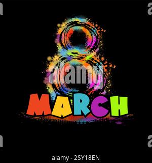 Joyeuse Journée des femmes 8 mars contexte vectoriel. Journée internationale de la femme. Pour bannière, prospectus, médias sociaux, impression, affiche, web. Dessiné à la main. Pas IA Illustration de Vecteur