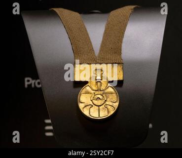Los Angeles, Californie, États-Unis. 26 février 2025. Médaille cérémonielle de Luke Skywalker de Yavin de Star Wars : a New Hope, l'un des centaines d'articles offerts dans les enchères de printemps de Propstore de souvenirs d'Hollywood. (Crédit image : © Brian Cahn/ZUMA Press Wire) USAGE ÉDITORIAL SEULEMENT! Non destiné à UN USAGE commercial ! Banque D'Images