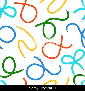 Motif sans couture de lacets de chaussures. Lacets simples plats, cordes avec noeud. Imprimé coloré abstrait pour toile de fond de site Web d'emballage de tissu. Vecteur Nowaday Illustration de Vecteur