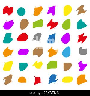 Formes abstraites colorées. Eléments de conception géométrique. Chiffres irréguliers aléatoires. Composition moderne vectorielle. Illustration de Vecteur