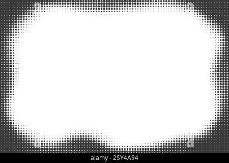 Arrière-plan en pointillés du motif demi-ton. Bordure de gradient vectoriel abstrait pour affiche et bannière. Modèle rétro éclaboussé. Monochrome horizontal tendance Illustration de Vecteur