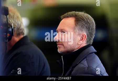 Christian Horner, directeur de l'équipe Red Bull, lors de la deuxième journée des essais de pré-saison sur le circuit international de Bahreïn, à Sakhir. Date de la photo : jeudi 27 février 2025. Banque D'Images