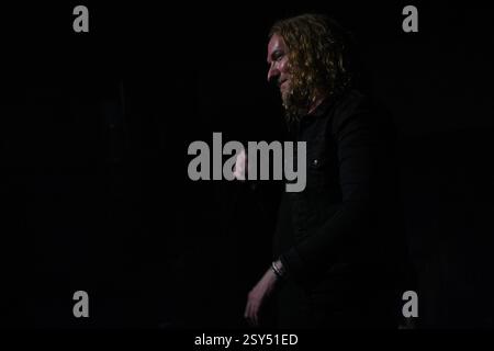 Mikael Stanne, Dark Tranquillity, groupe de death metal mélodique suédois de Gothenburg, concert live, Melbourne, Australie. Banque D'Images