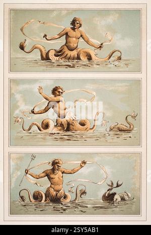 Tritonen (Tritons) triptyque des peintures en couleurs au Vatican de Vorbilder VII décoratif, 1897 Banque D'Images