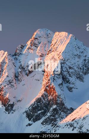 Piz Julier, vue de Piz Corvatsch dans la lumière du soir, Suisse, Grisons, Engadine Banque D'Images