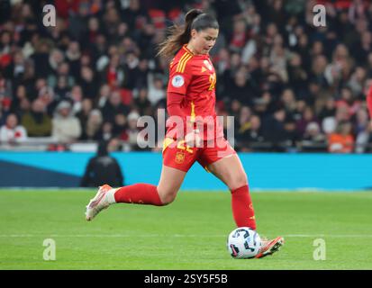 Londres, Royaume-Uni. 26 février 2025. María Méndez (Real Madrid) de l'Espagne en action lors du match du Groupe 3 de l'UEFA Women's Nations League entre l'Angleterre et l'Espagne au stade de Wembley, Londres, le 26 février 2025 crédit : action Foto Sport/Alamy Live News Banque D'Images