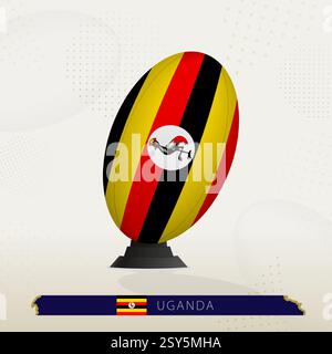 Ballon de rugby ougandais sur les T-shirts Rugby Kicking au design moderne. Illustration parfaite pour le sport, la fierté nationale et les projets liés au rugby. Illustration de Vecteur