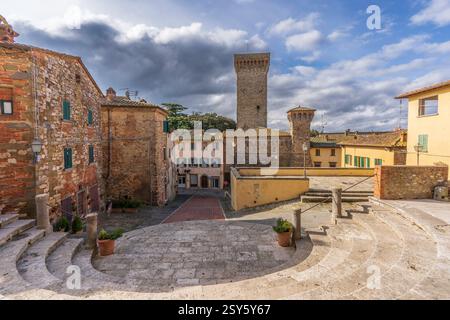 Lucignano, l'un des plus beaux villages d'Italie. Banque D'Images