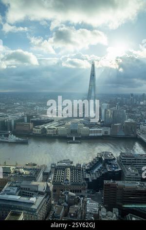 Londres, Royaume-Uni, 16 janvier 2023 vue de Sky Garden à la Tamise et Londres. Banque D'Images