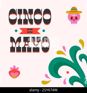 Fond de bannière carré d'affiche Cinco de Mayo Illustration de Vecteur