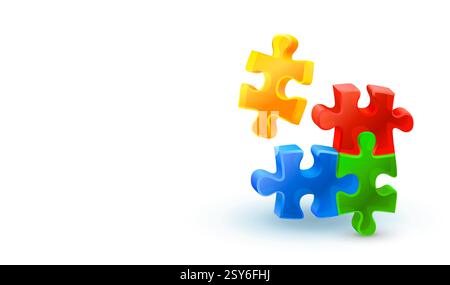 Pièces de puzzle colorées, fragments de mosaïque de jeu. Vecteur Illustration de Vecteur