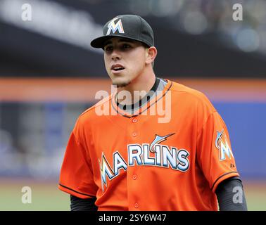 Dossier photos du lanceur Miami Marlins José Fernández, qui a fait défection de Cuba à 15 ans, a été tué dans un accident de bateau le 25 2016 septembre à Miami, FL Banque D'Images