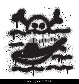 Avertissement de zone de requin dans un style graffiti urbain avec peinture noire en aérosol Illustration de Vecteur