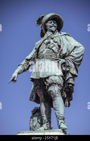 Statue en bronze du roi Gustave II Adolf, Gustaf Adolfs torg, Gothenburg, Suède Banque D'Images
