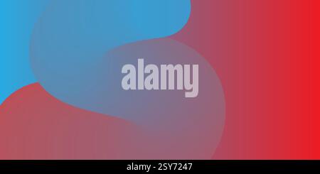 Œuvre d'art abstraite minimaliste avec des formes translucides rouges et bleues superposées sur un fond rouge. Composition géométrique moderne idéale pour le branding Illustration de Vecteur