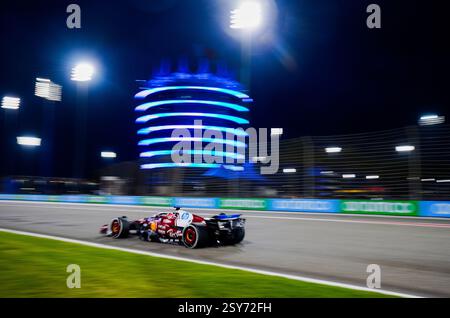 Le pilote Ferrari Charles Leclerc lors de la deuxième journée des essais de pré-saison sur le circuit international de Bahreïn, Sakhir. Date de la photo : jeudi 27 février 2025. Banque D'Images