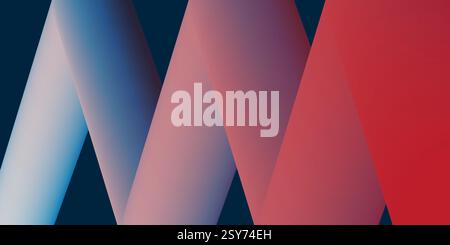 Fond abstrait 3D moderne avec des formes tubulaires en zigzag en dégradés rouges, bleus et gris. Un design numérique élégant et futuriste, parfait pour te Illustration de Vecteur