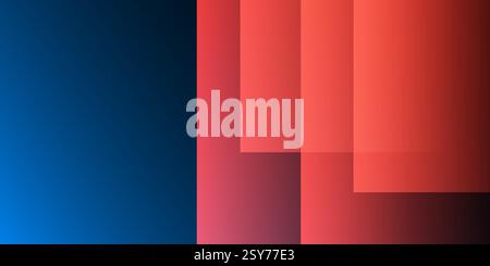 Un design abstrait moderne avec un fond bleu dégradé lisse avec des carrés rouges transparents se chevauchant sur la droite. Couleurs harmonieuses, professe Illustration de Vecteur