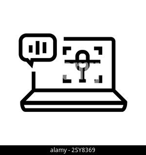 Icône de ligne noire de reconnaissance vocale Illustration de Vecteur