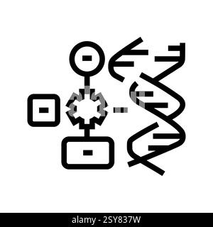 Icône de ligne noire des algorithmes génétiques Illustration de Vecteur