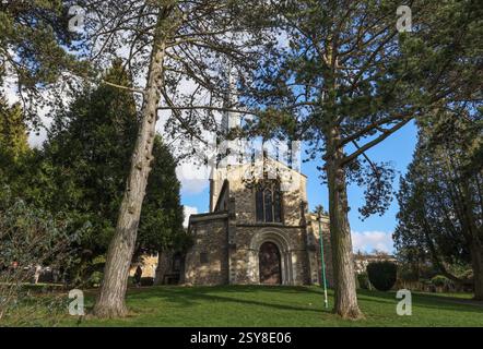 Médiévale ère normande église St Marys Hemel Hempstead Hertfordshire Angleterre Royaume-Uni qui a la plus haute flèche en Europe du XIVe siècle 14ème siècle Banque D'Images