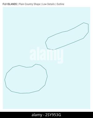 Carte du pays de la plaine des Fidji. Peu de détails. Style de contour. Forme de Fidji. Illustration vectorielle. Illustration de Vecteur