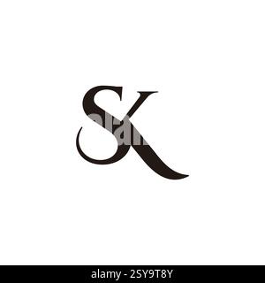 lettres sk vecteur de logo de courbes élégantes liées simples Illustration de Vecteur
