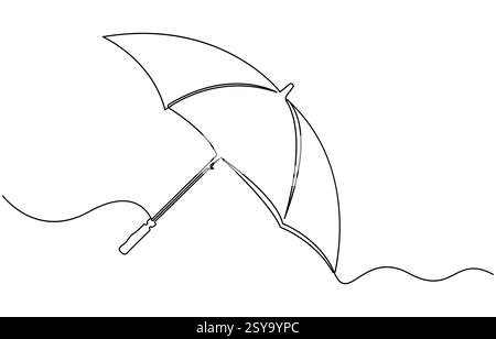 Parapluie représenté en dessin au trait continu, dessin au trait continu d'un parapluie sur un fond blanc Illustration de Vecteur